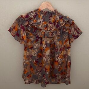 Pinch Multicolor Floral Ruffle Blouse Top Size L